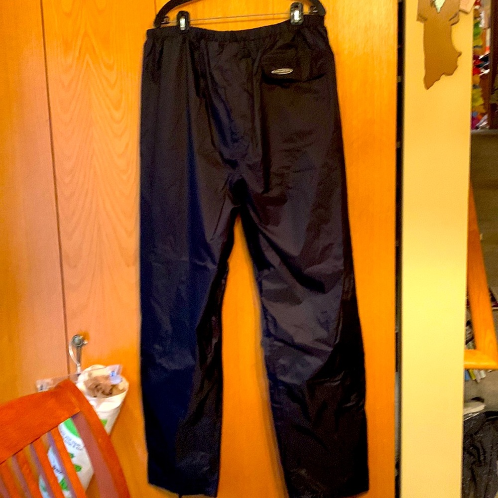 Stearns XL x 33” waterproof black woven dry wear work rain pants adj hem cuffs